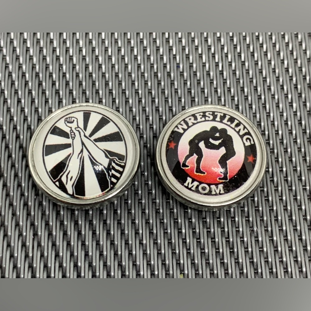 Wrestling Snap Button Charm Set of 2